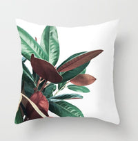 HKM-592147 Modern Green Plant Printed Peach Skin Cushion Cover - 45x45 cm