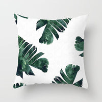 HKM-592147 Modern Green Plant Printed Peach Skin Cushion Cover - 45x45 cm