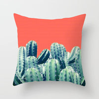 HKM-592147 Modern Green Plant Printed Peach Skin Cushion Cover - 45x45 cm