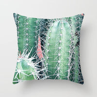 HKM-592147 Modern Green Plant Printed Peach Skin Cushion Cover - 45x45 cm