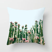 HKM-592147 Modern Green Plant Printed Peach Skin Cushion Cover - 45x45 cm