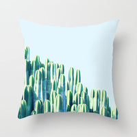 HKM-592147 Modern Green Plant Printed Peach Skin Cushion Cover - 45x45 cm