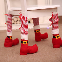 HKM-592211 Christmas Red Fabric Chair Cover - Decorative Table Leg Cover, 38x9cm