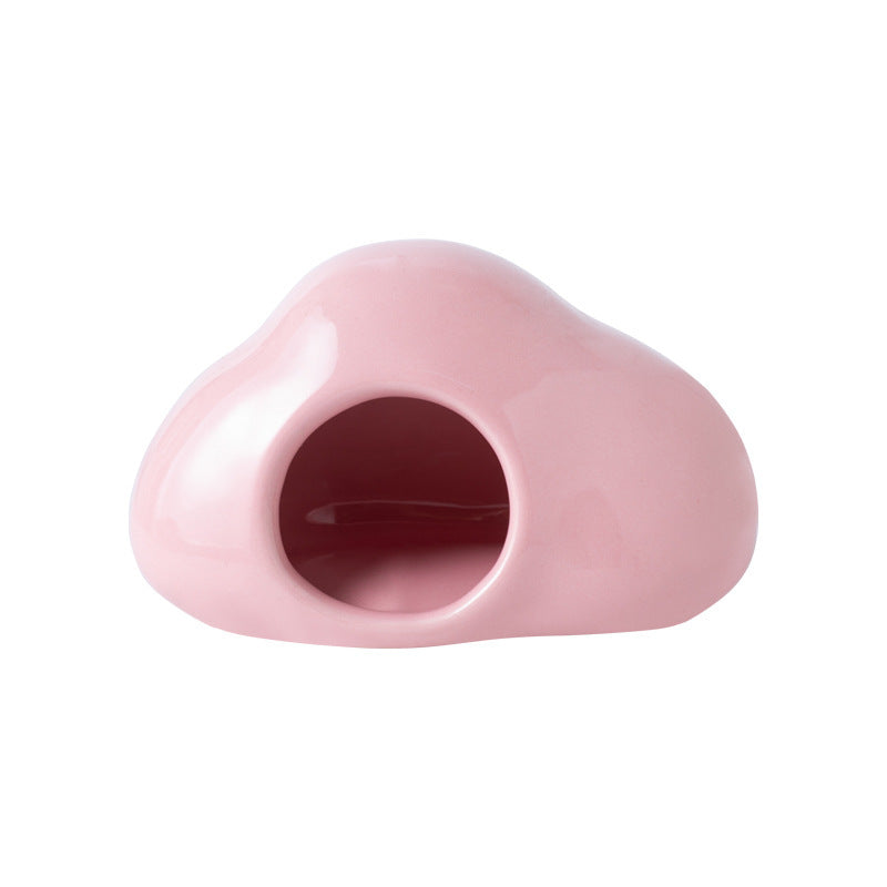 HKM-592211 Cool Ceramic Nest for Djungarian Hamsters and Squirrels - Year-Round Shelter in Pink and Blue