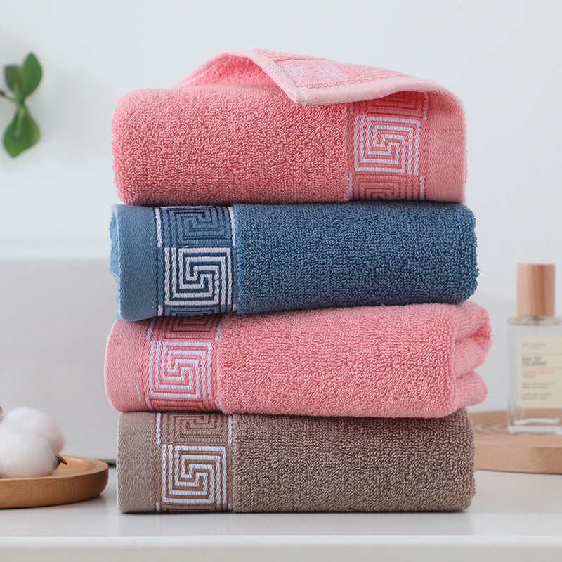 HKM-592339 Thickened Pure Cotton Face Towel for Home Use - Individually Packaged in Pink, Coffee, and Blue Colors