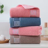 HKM-592339 Thickened Pure Cotton Face Towel for Home Use - Individually Packaged in Pink, Coffee, and Blue Colors