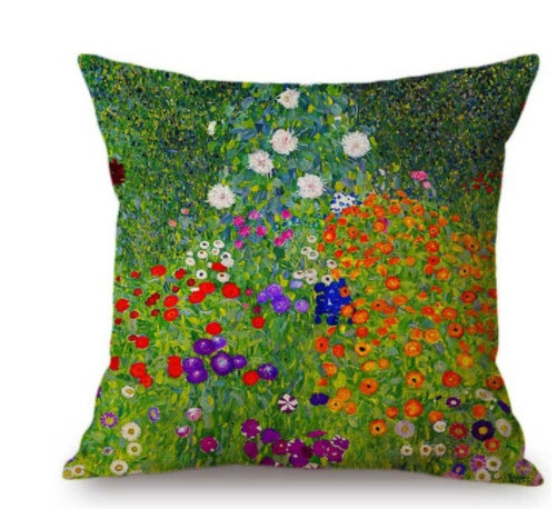 HKM-592467 Van Gogh-Inspired Cushion Cover 45x45cm with Mixed Materials
