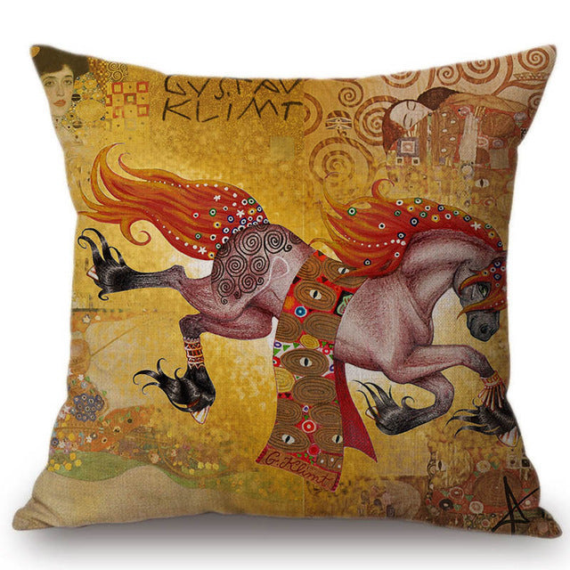 HKM-592467 Van Gogh-Inspired Cushion Cover 45x45cm with Mixed Materials