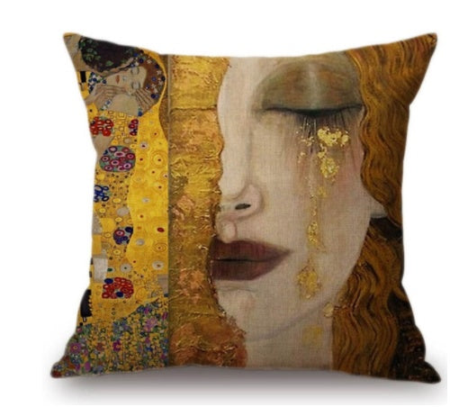 HKM-592467 Van Gogh-Inspired Cushion Cover 45x45cm with Mixed Materials