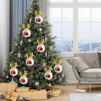 HKM-592531 Disco Mirror Elk Horn Christmas Balls - 5PCS Silvery Reflective Ornaments for Holiday Decor