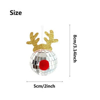 HKM-592531 Disco Mirror Elk Horn Christmas Balls - 5PCS Silvery Reflective Ornaments for Holiday Decor
