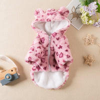 HKM-592531 Leopard Print Pet Clothing for Autumn and Winter - Dog Apparel in Pink and Brown