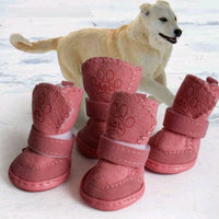 HKM-592787 Cozy Velvet Pet Boots Set for Winter Walks - 4 Pairs, Multiple Sizes