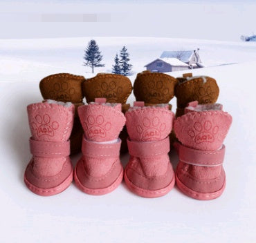 HKM-592787 Cozy Velvet Pet Boots Set for Winter Walks - 4 Pairs, Multiple Sizes