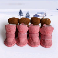 HKM-592787 Cozy Velvet Pet Boots Set for Winter Walks - 4 Pairs, Multiple Sizes