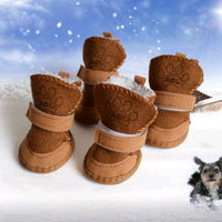HKM-592787 Cozy Velvet Pet Boots Set for Winter Walks - 4 Pairs, Multiple Sizes