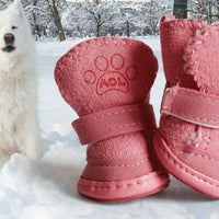 HKM-592787 Cozy Velvet Pet Boots Set for Winter Walks - 4 Pairs, Multiple Sizes