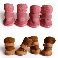 HKM-592787 Cozy Velvet Pet Boots Set for Winter Walks - 4 Pairs, Multiple Sizes