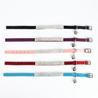 HKM-592787 Rhinestone-Accented Velvet Cat Collar in Multiple Colors, Adjustable from 20 to 30 CM