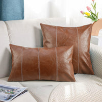 HKM-593043 Solid Color PU Leather Pillow Cover - Black & Brown Options, 45x45cm, 30x50cm, 50x50cm, European Style