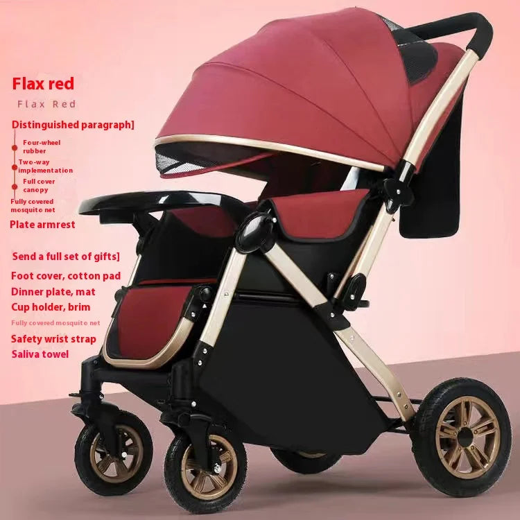 KTX-593107 Foldable Stainless Steel Two-Way Stroller with Armrest for Easy Travel