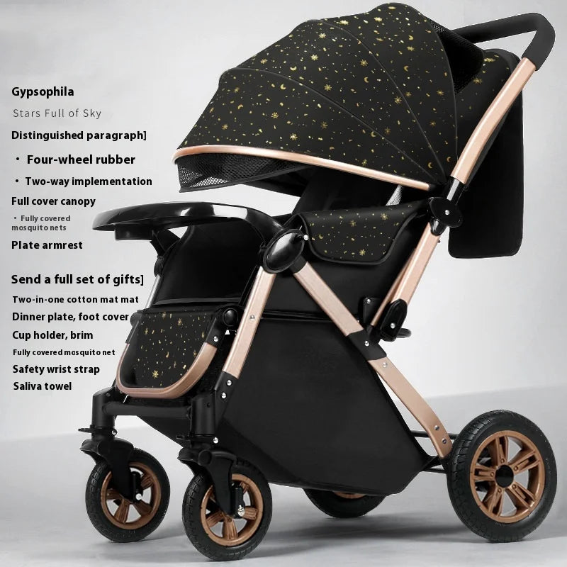 KTX-593107 Foldable Stainless Steel Two-Way Stroller with Armrest for Easy Travel