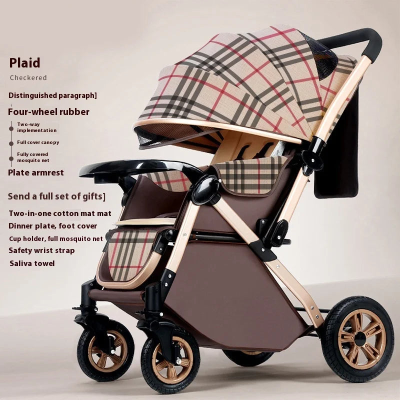 KTX-593107 Foldable Stainless Steel Two-Way Stroller with Armrest for Easy Travel