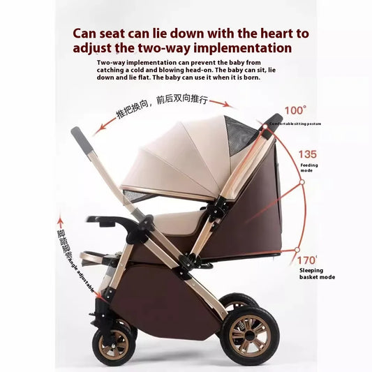 KTX-593107 Foldable Stainless Steel Two-Way Stroller with Armrest for Easy Travel