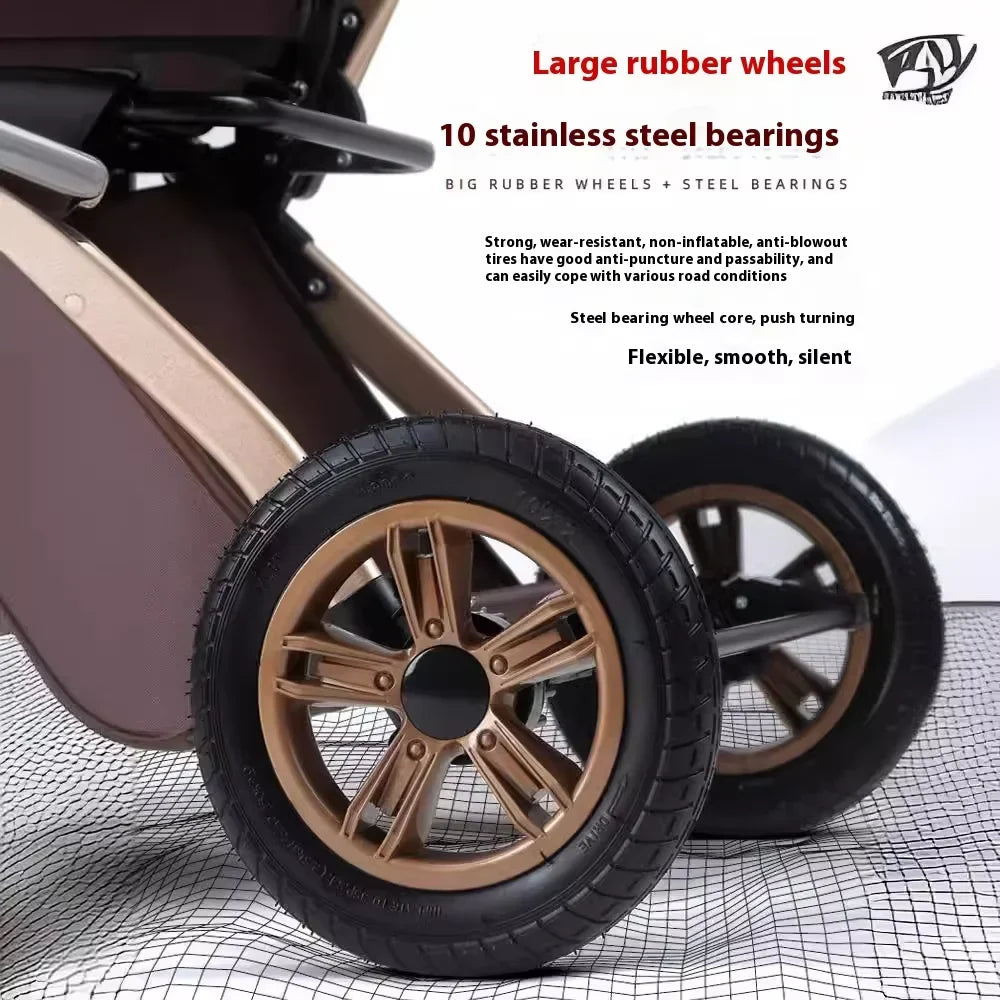 KTX-593107 Foldable Stainless Steel Two-Way Stroller with Armrest for Easy Travel