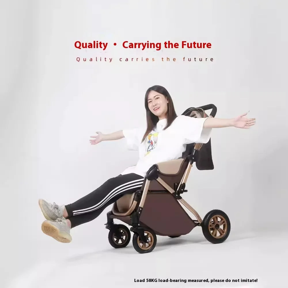 KTX-593107 Foldable Stainless Steel Two-Way Stroller with Armrest for Easy Travel