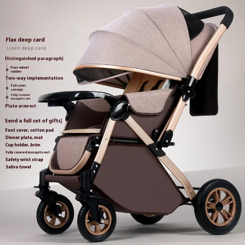 KTX-593107 Foldable Stainless Steel Two-Way Stroller with Armrest for Easy Travel