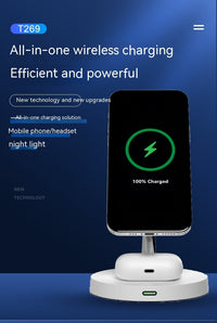 HKM-593107 Magnetic 3-in-1 Night Light Charging Dock with Wireless Fast Charging and Adjustable Power Output