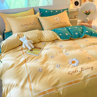 HKM-593235 Cozy Four-Piece Thick Brushed Washed Cotton Bedding Set with Double Duvet Cover