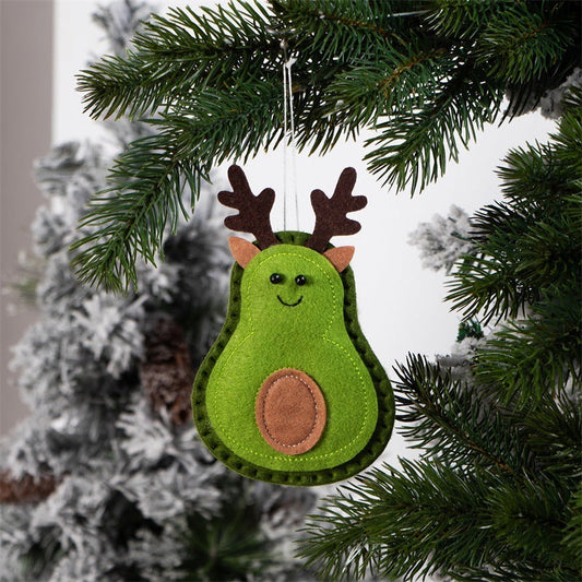 HKM-593363 Avocado Felt Christmas Tree Ornaments - Set of 3 Non-Woven Fabric Pendants