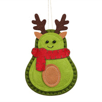 HKM-593363 Avocado Felt Christmas Tree Ornaments - Set of 3 Non-Woven Fabric Pendants