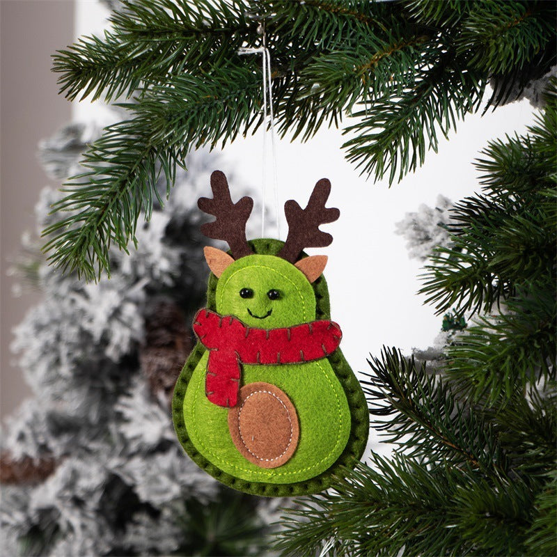 HKM-593363 Avocado Felt Christmas Tree Ornaments - Set of 3 Non-Woven Fabric Pendants