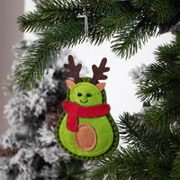 HKM-593363 Avocado Felt Christmas Tree Ornaments - Set of 3 Non-Woven Fabric Pendants