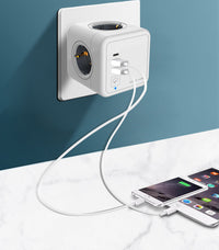 HKM-593427 Compact 5-Sided Smart USB Socket with Fast Charging and Safety Features