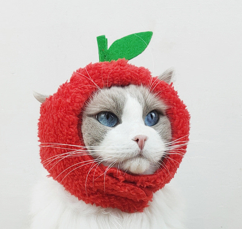 HKM-593747 Pineapple Cat Hat for Pets - Warm Puppet Headdress with Ear Holes and Velcro Fastening
