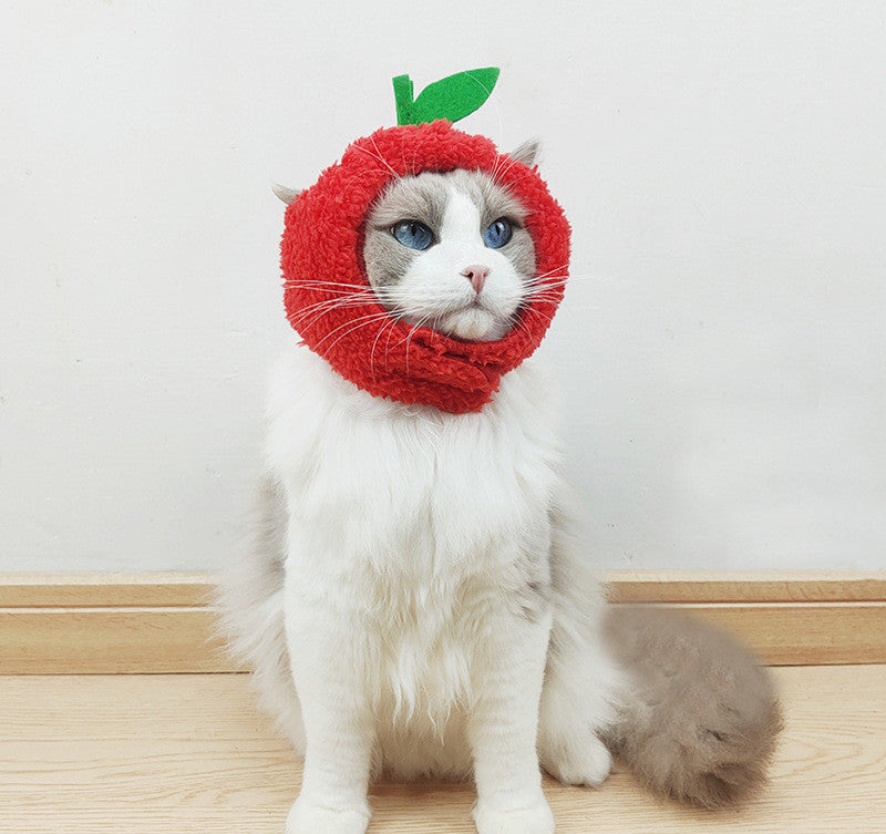 HKM-593747 Pineapple Cat Hat for Pets - Warm Puppet Headdress with Ear Holes and Velcro Fastening