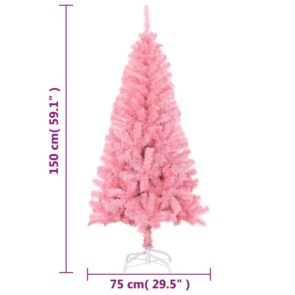 KTX-593875 Pink Artificial Christmas Tree with Steel Stand, 150 cm PVC