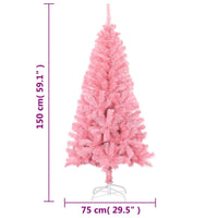 HKM-593875 Pink Artificial Christmas Tree with Steel Stand, 150 cm PVC