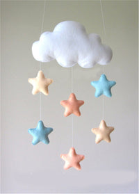 HKM-594067 DIY Hanging Cloud Mobile for Baby Room Decor – Soft Felt Fabric Ornament
