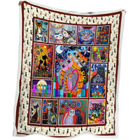HKM-594067 Soft Sherpa Fleece Cat-Themed Blanket for Couch, Office, and Camping - Warm and Cozy, Perfect Size for Individual Use