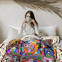 HKM-594067 Soft Sherpa Fleece Cat-Themed Blanket for Couch, Office, and Camping - Warm and Cozy, Perfect Size for Individual Use