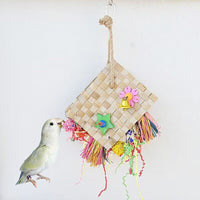 HKM-594323 Natural Palm Leaf Foraging Bag for Parrots - 18 x 30 cm Bird Toy