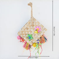 HKM-594323 Natural Palm Leaf Foraging Bag for Parrots - 18 x 30 cm Bird Toy