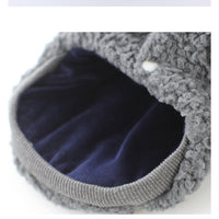 HKM-594387 Cotton Coat for Small Dogs in Beige and Dark Blue - Stylish Bubble Wool Design