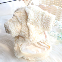 HKM-594387 Cotton Coat for Small Dogs in Beige and Dark Blue - Stylish Bubble Wool Design