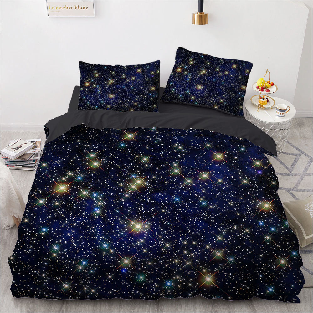 HKM-594387 Digital Bedding and Home Textile 3-Piece Set - Polyester Fabric, White Quilt Cover, Bed Sheet, and Pillowcase